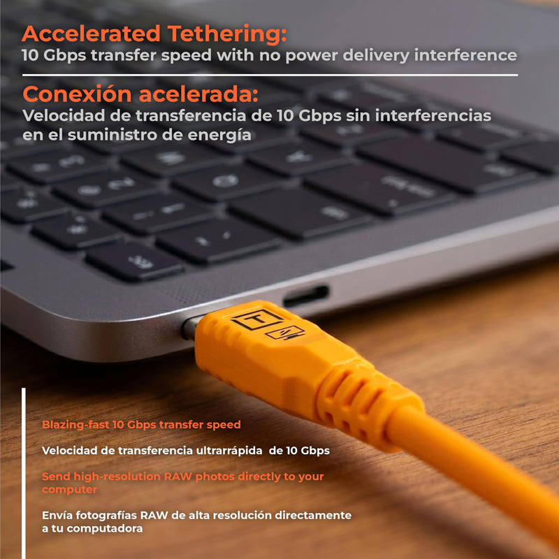 TetherPro Optima 10Gbps Gen 2 USB-C, 15' (4.6m), Straight to Straight, High-Visibility Orange 15' (4.6m)