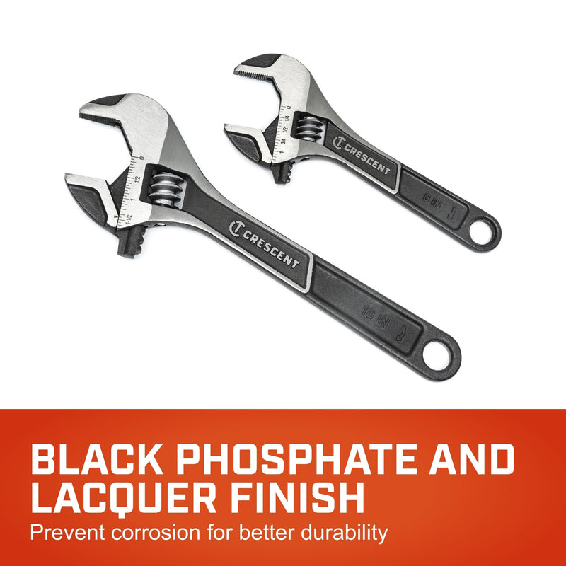 Crescent 2 Piece Wide Jaw Adjustable Wrench Set | 6" & 10" | ATWJ2610VS 2 Pc. Set - 6" & 10"