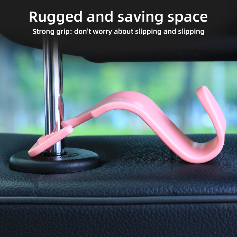 Amooca Car Seat Headrest Hook 4 Pack Hanger Storage Organizer Universal for Handbag Purse Coat Universal fit Vehicle Car Pink with Clip