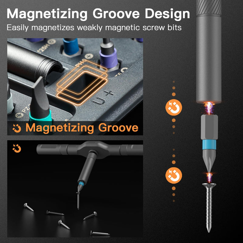 42 in 1 Magnetic Screwdriver Set, DIY Ratchet Screwdriver Set, Multi Bit Magnetic Drive Set with Detachable Ratchet Handle, Portable Compact Repair Tool Kit for Furniture Computer Bicycle 42 in 1-gray