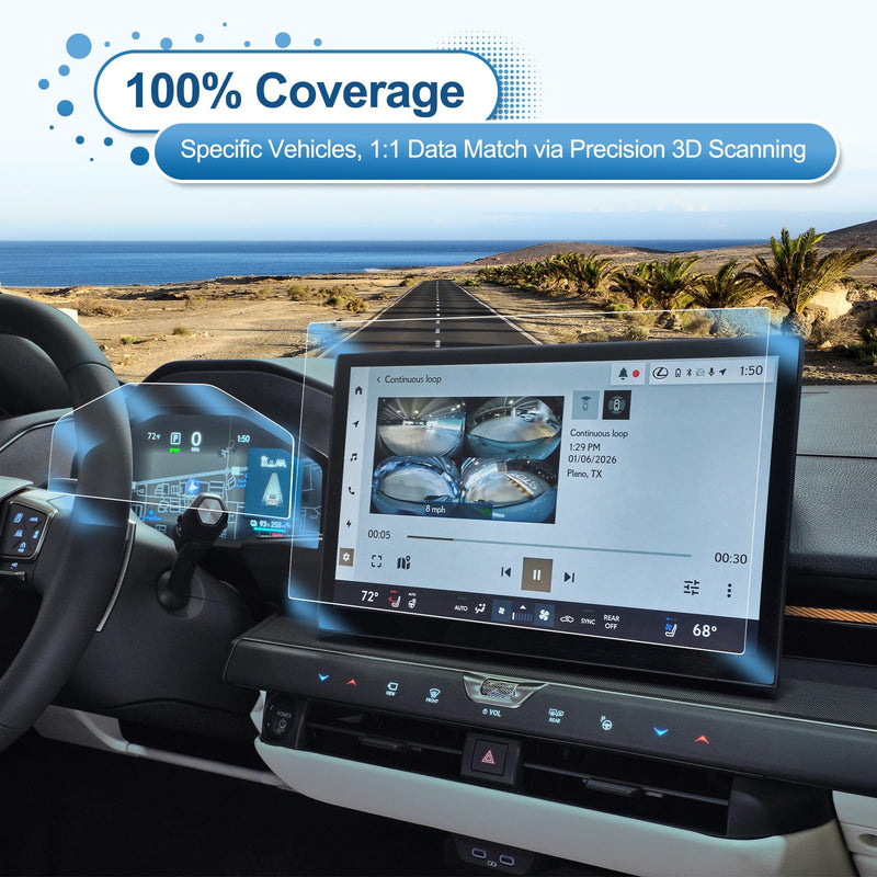 (2Pack) 2026 ES 350e/500e/350h Screen Protector for Lexus ES Displays (14In Navi+12.3In Dash) (All Electric &Hybrid), 9H Tempered Glass 2026 ES 350e/500e/350h Accessories HD Transparent