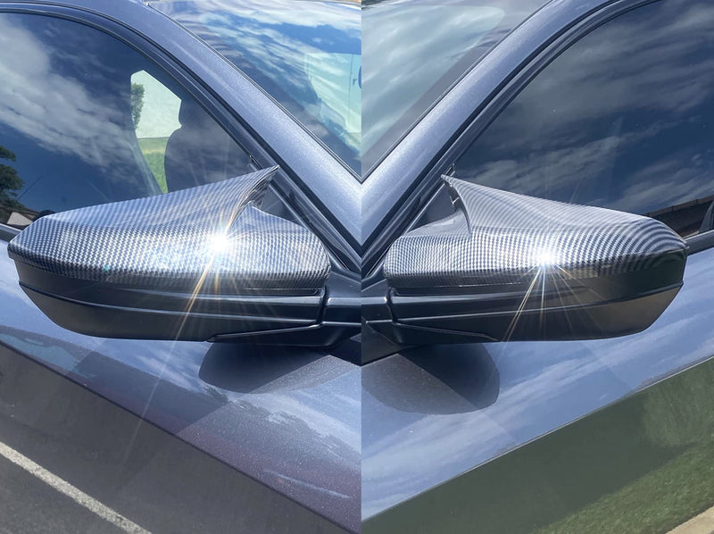 Side Door Mirror Caps Covers Compatible with Honda Civic 2016-2021 10th Generation Sedan Coupe Hatchback (Horn Style, Carbon Fiber Pattern) Horn Style