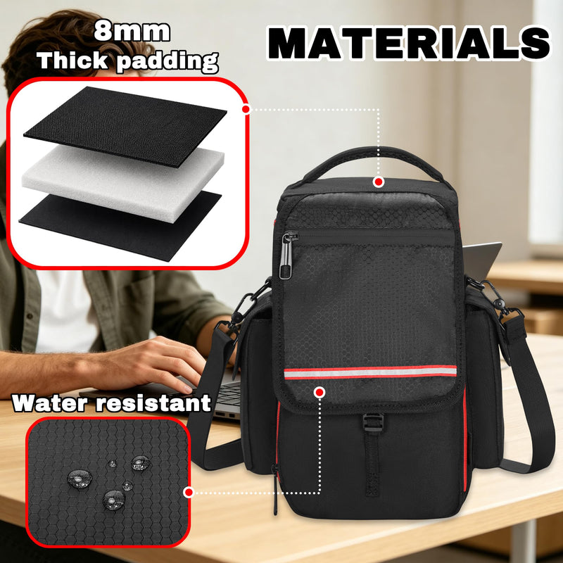 Carrying Case Compatible with Owl Labs Meeting Owl 3/4/Pro | Meeting Camera Travel Bag with shoulder strap, 8mm Padding, Side Pockets, Mesh Pockets, Top Handle, Red Reflective Strip