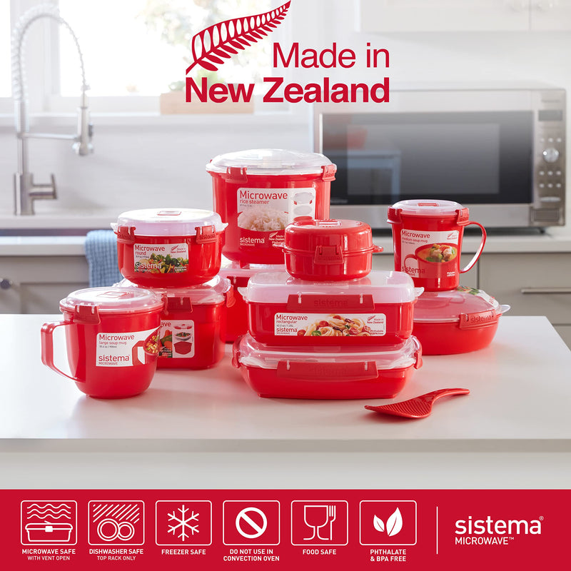Sistema Heat & Eat Microwaveable Food Steamer with Removable Steamer Basket & Steam Release Vents, Large 3.2L Capacity, Dishwasher & Freezer-Safe, BPA-Free 3.2L Food Steamer