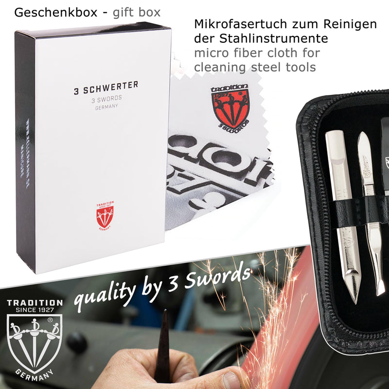 3 Swords Germany - brand quality 5 piece manicure pedicure grooming kit set for professional finger & toe nail care scissors clipper genuine leather black case in gift box, Made in Germany BLACK - GENUINE LEATHER