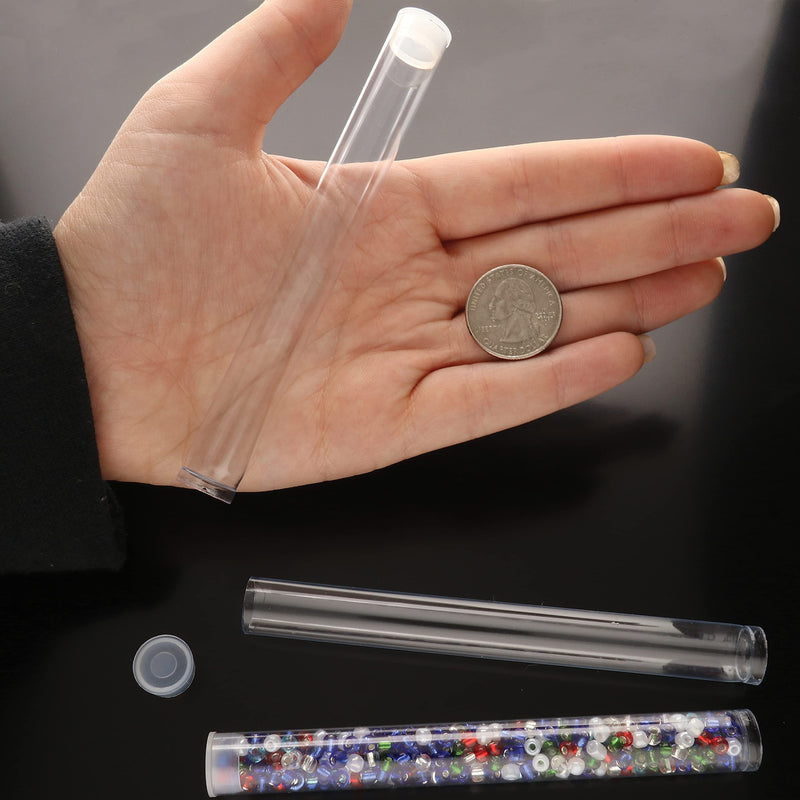 The Beadsmith Clear Plastic Tubes - 5-Inch-Long Round Tubes, 9/16 Inches in Diameter - Flat Caps - Use for Beads, Bath Salts, Wedding & Party Favors, Home or Office Storage - Bag of 100 5" Long - 9/16 Dia - 100 Per Bag
