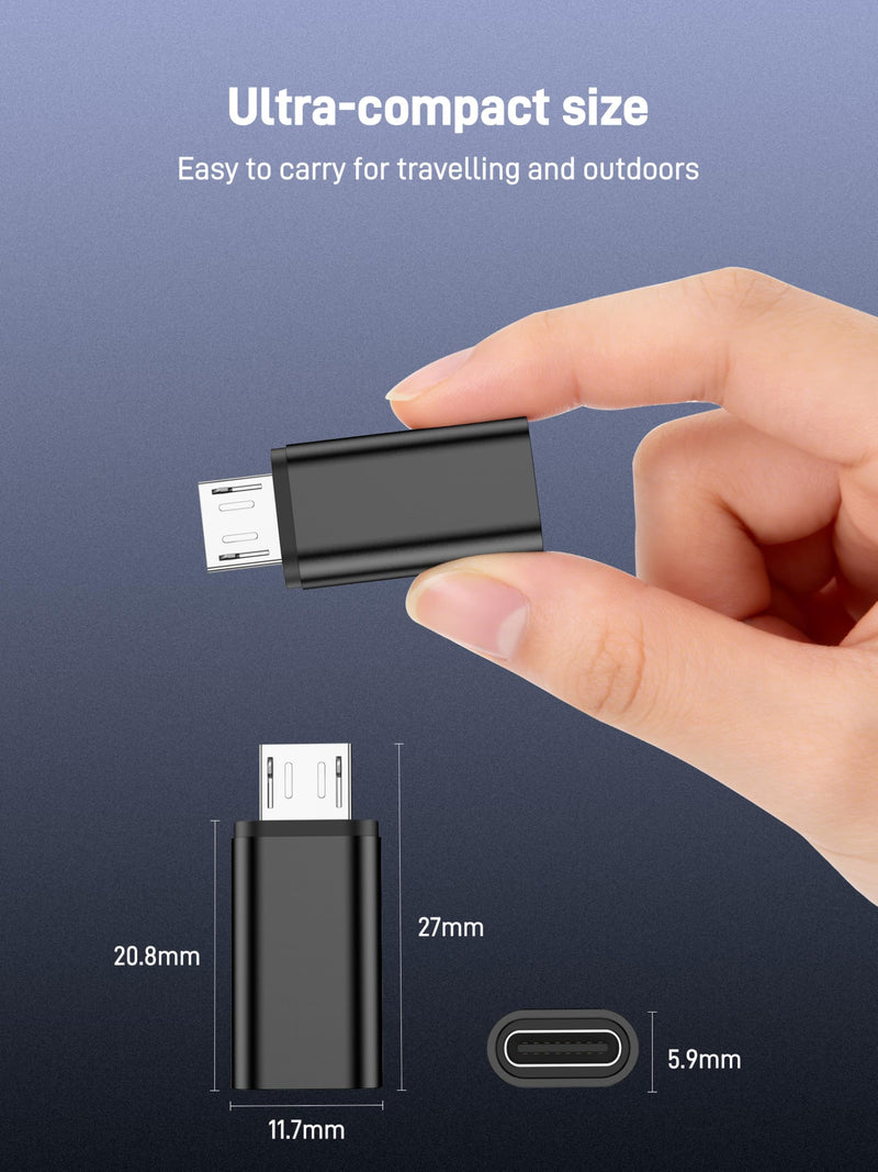 USB C to Micro USB Adapter, 10 Pack USB Type C (Female) to Micro USB (Male) Convert Connector Support Charge and Data Sync Compatible with Samsung Galaxy S7 S7 Edge, Nexus 5 6. Black 10Pack