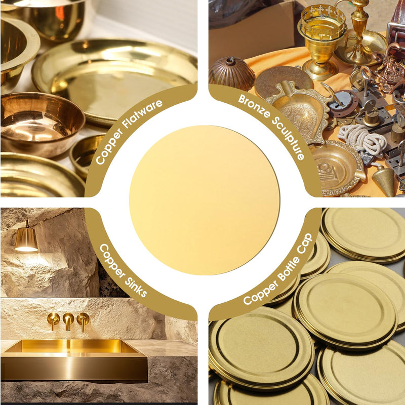 4" Brass Discs, 14Gauge 1.5mm Thickness Brass Round Plate Brass Metal Blanks Circles for Jewelry Making, Crafts, Stamping, DIY (5 Pac) Dia:4" Thickness:14Ga/1.5mm