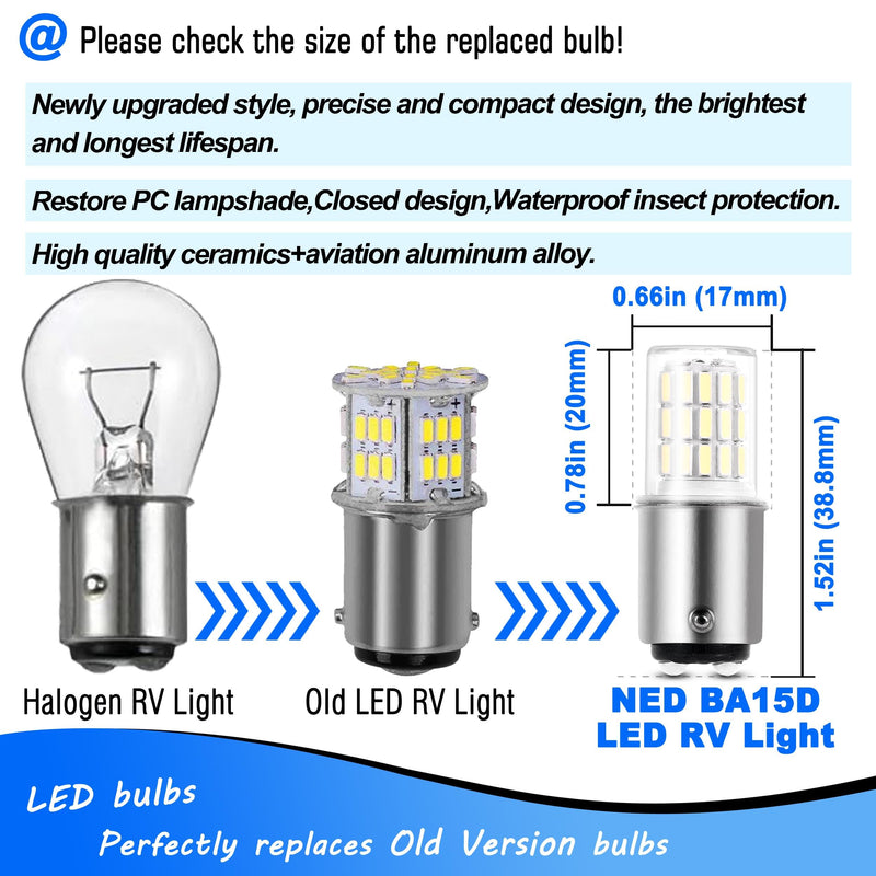 BA15D 12V, 1076 1142 1176 S8 1004 90 LED Bright White 6000K, 3W DC Bayonet Bulb Double Contact for RV Camper Trailer Boat Interior Marine Lights,3 Pack 1142 White