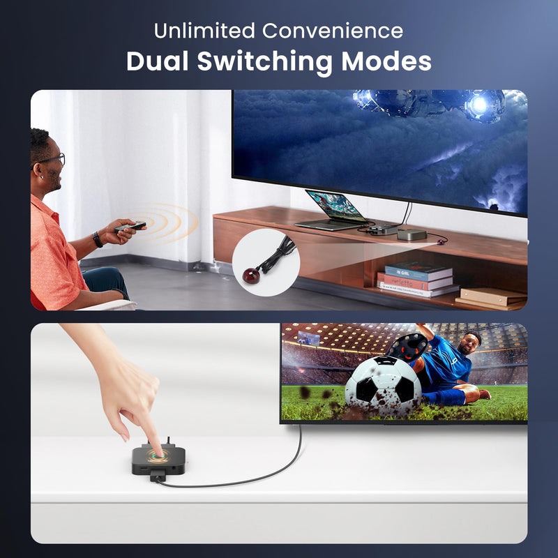 8K Display Port Switcher 2 in 1 Out, NEWCARE DisplayPort Splitter with Remote, DisplayPort Switch Supports 8K@60Hz 4K@120Hz DP 1.4, Display Port Switch Compatible with PC Laptop Monitor TV 8K@60Hz 2x1