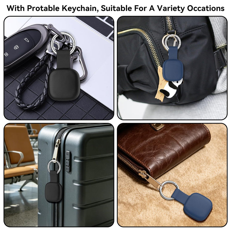 Tile Mate Case (2024/2022) — Pre-Attached Carabiner, No Adhesive Needed, Zero Signal Loss | Waterproof Silicone Clip-On Tracker Cover for Keys, Backpack & Dog Collar (Black+Dark Blue) Black+Dark Blue