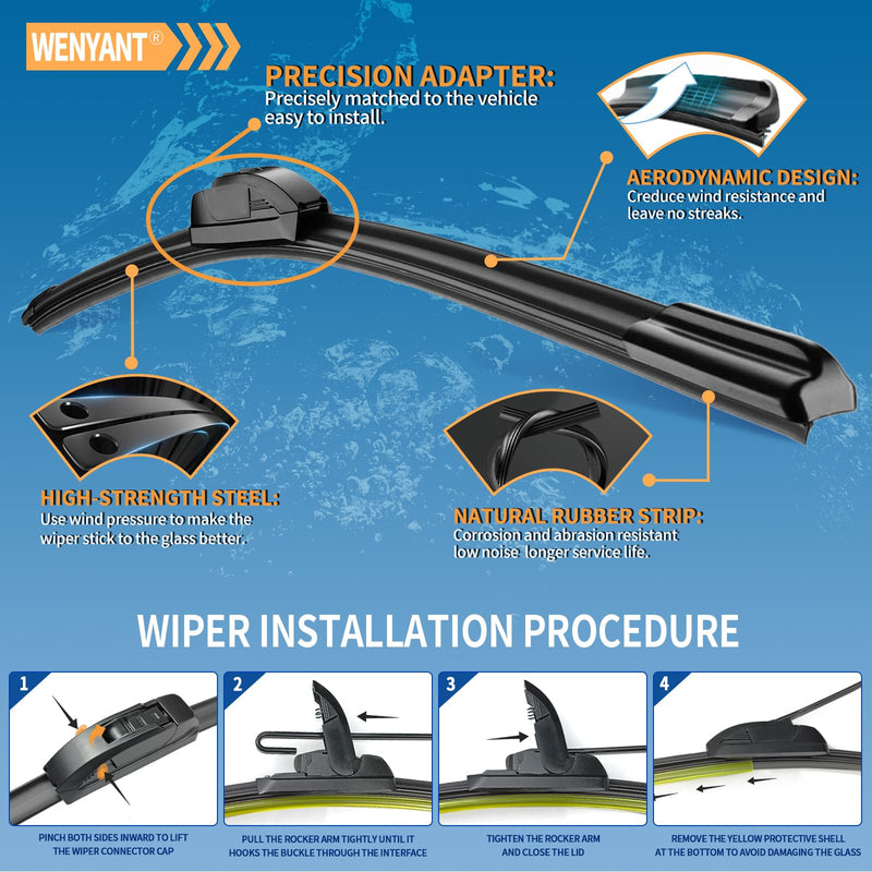 26"/22"/16" Windshield Wipers Compatible with Honda Odyssey 2005-2019 2020 2021 2022 Front and Rear Wiper Blades for My Car Automotive Replacement (Set of 3) 26"/22"/16"