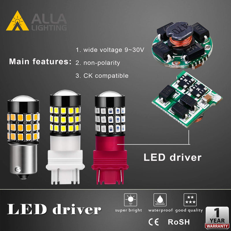 Alla Lighting Upgraded T20 7440 7443 Strobe LED Brake Stop or Back-up Reverse Lights Bulbs, 6000K Xenon White, 7441 W21W 7440LL 7443LL Flashing Lamps Replacement