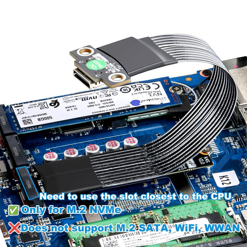 RGEEK M.2 NVME Pcie to OCuLink SFF-8612 Adapter with ReDriver, PCIe 5.0 x4 | 128Gbps to OCuLink SFF-8611 4i Host Adapter for eGPU GPU External Graphics Cards and M.2 NGFF SSD 2230 2242 2260 2280 (25cm) 25cm