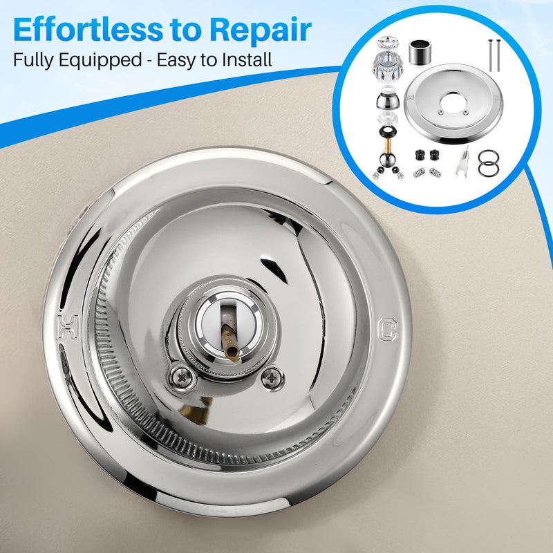 Shower Handle Renovation Repair Trim Kit Compatible with Delta RP54870, Single Function Tub Trim Kit Compatible with Delta 600 Series Shower Valve, Acrylic Handle(Chrome) Chrome