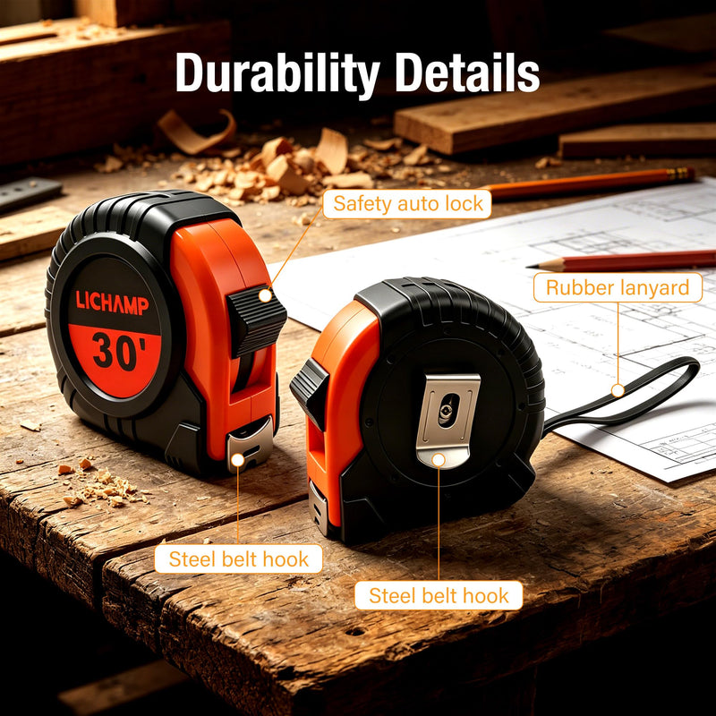 LICHAMP Tape Measure 30-Foot, 2 Pack Bulk Easy Read Measuring Tape Retractable Metric/Fractional, Measurement Tapes 29.5FT/9M by 1-Inch