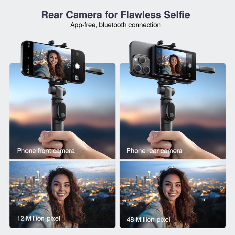 TTQ 4K 60fps Vlog Selfie Monitor Screen, Magnetic Phone Vlog Selfie Monitor | Back Camera Monitor Screen, Bluetooth Remote, for Vlogging, TikTok, Live Stream, Compatible with iPhone & Android, Dark Navy