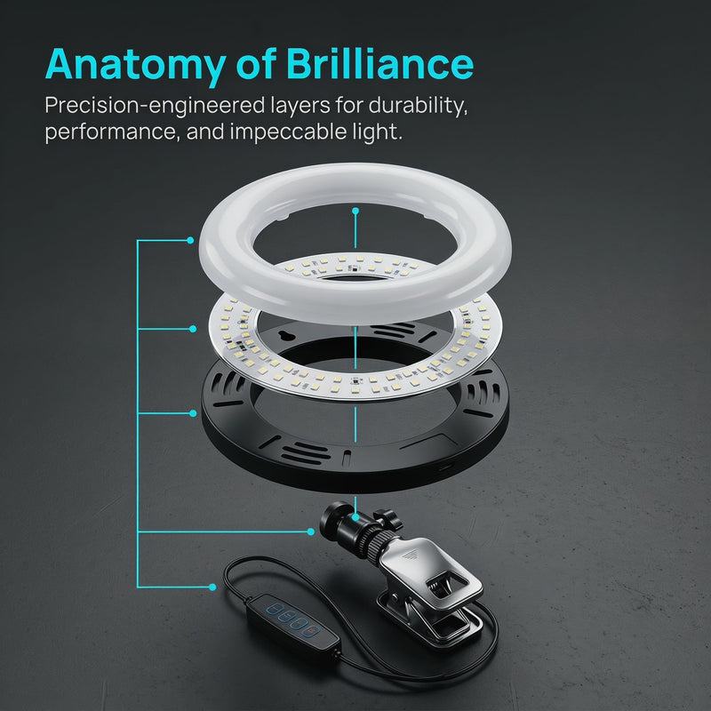 6" Ring Light with Desk Tripod Stand and Clip | Video Conference Lighting, Monitor Laptop Computer Compatible, Zoom Call Live Streaming, Remote Working Learning