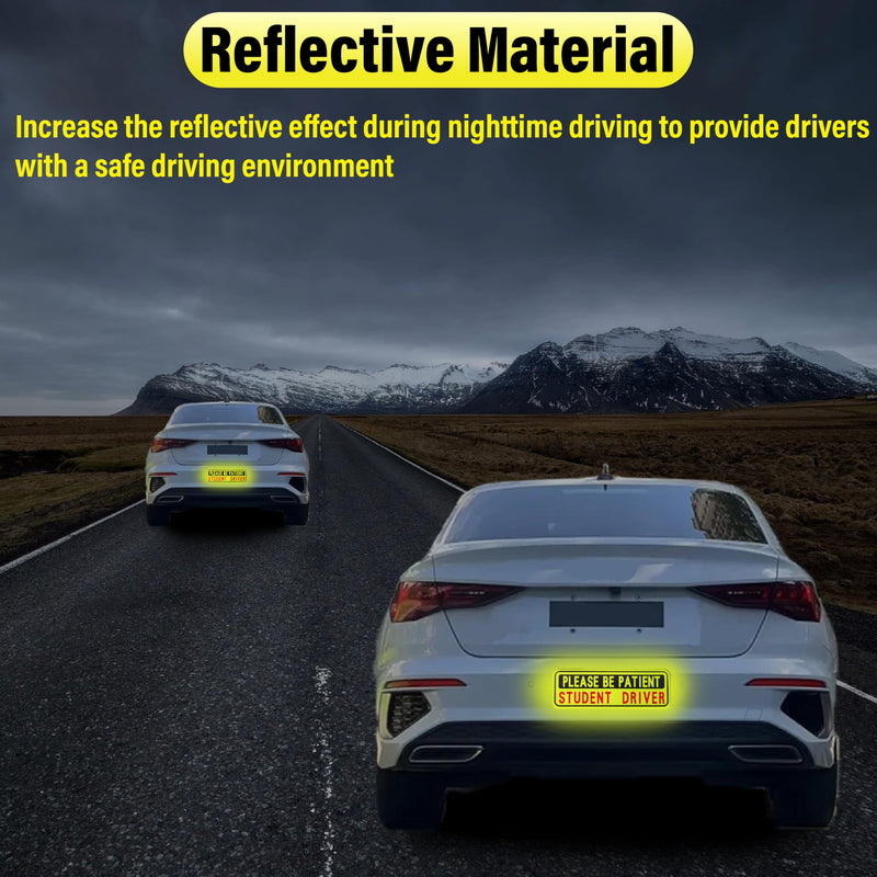 4 PCS Student Driver Magnet for Car, Please Be Patient Funny Magnetic Student Driver, New Driver Safety Warning Bumper Sticker Signs, Reusable Movable Rookie Driver Reflective Magnets Stickers 04