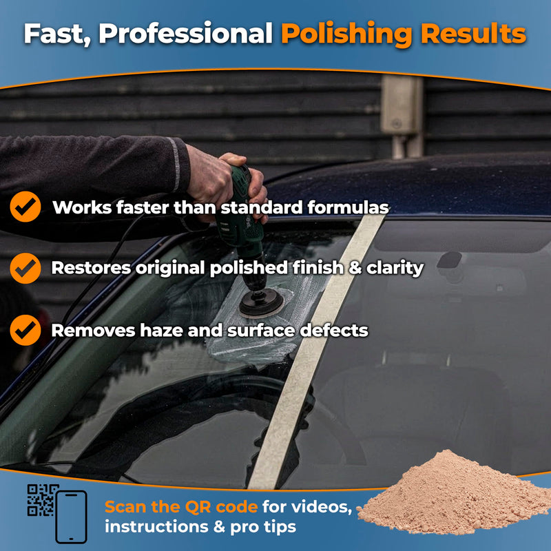 GLASS POLISH PRO 2.2lbs (1kg) Cerium Oxide, High-Grade Glass Polishing Powder, Enhanced Formula, TREO 85%, 3.5 Microns, Brown – GP90010