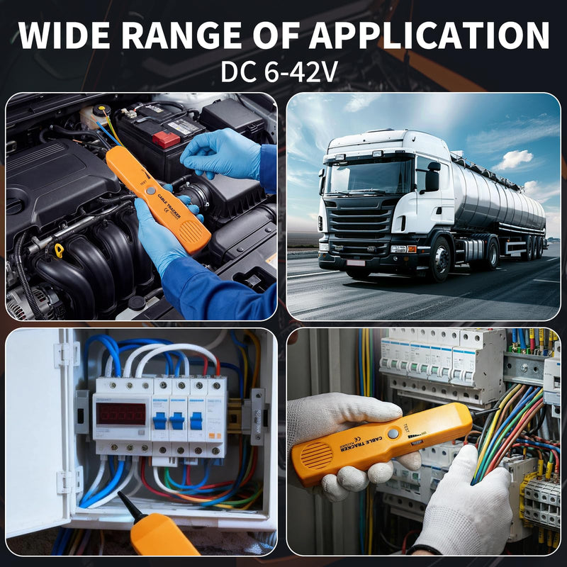 Automotive Circuit Tracer, 6-42V Wire Tracer Electrical Tool& RJ11 Plug, Wire Tracker & Tester, Short Finder, Circuit Breaker Finder, Cable & Broken Wire Detector, VEHLIVE P30 Lite W/Battery With Battery