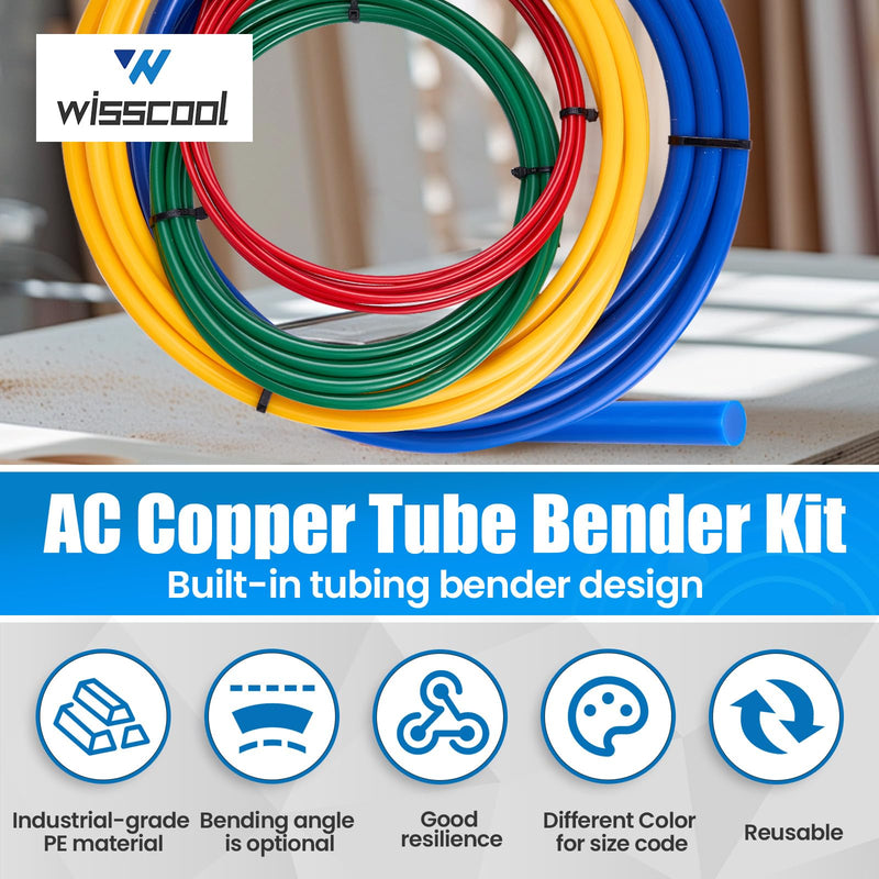 WISSCOOL 4Pcs Conditioning Copper Tubing Pipe Extension 1/4" 3/8" 1/2" 5/8" Sizes AC Copper Pipe Bender for HVAC Refrigerator Repair Tube Bender Set