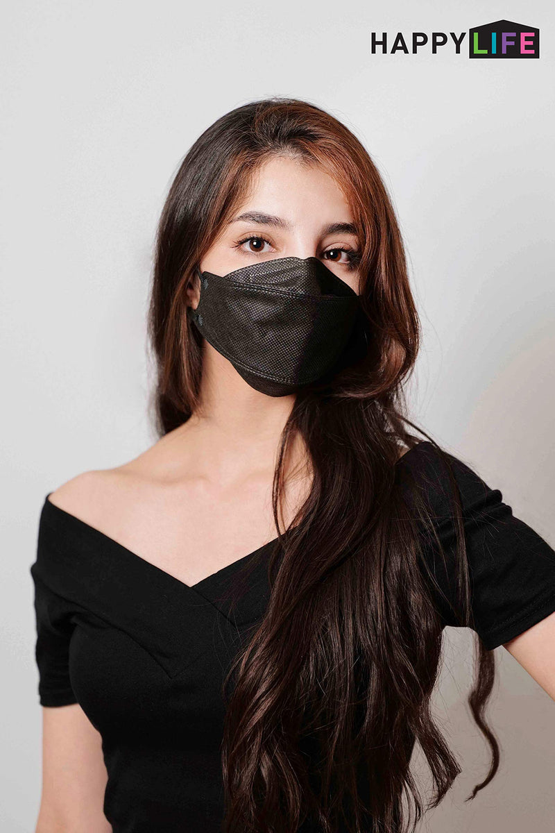 (30PCS) Good Day KF94 Black Face Masks, 4-Layer Filters Breathable Comfortable Nose, Made in Korea.