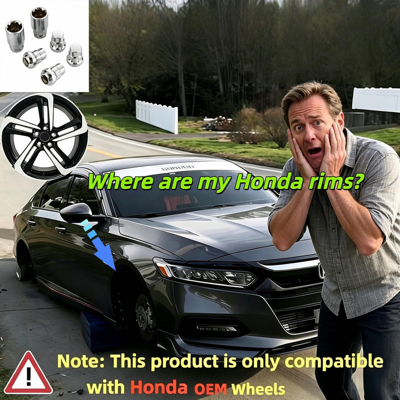 for Honda Wheel Lock Lug Nuts,Two Keys,M12x1.5 Thread, Ball Seat, 31.7mm Height, Anti-Theft Wheel Locks Compatible with Honda & Acura US Models