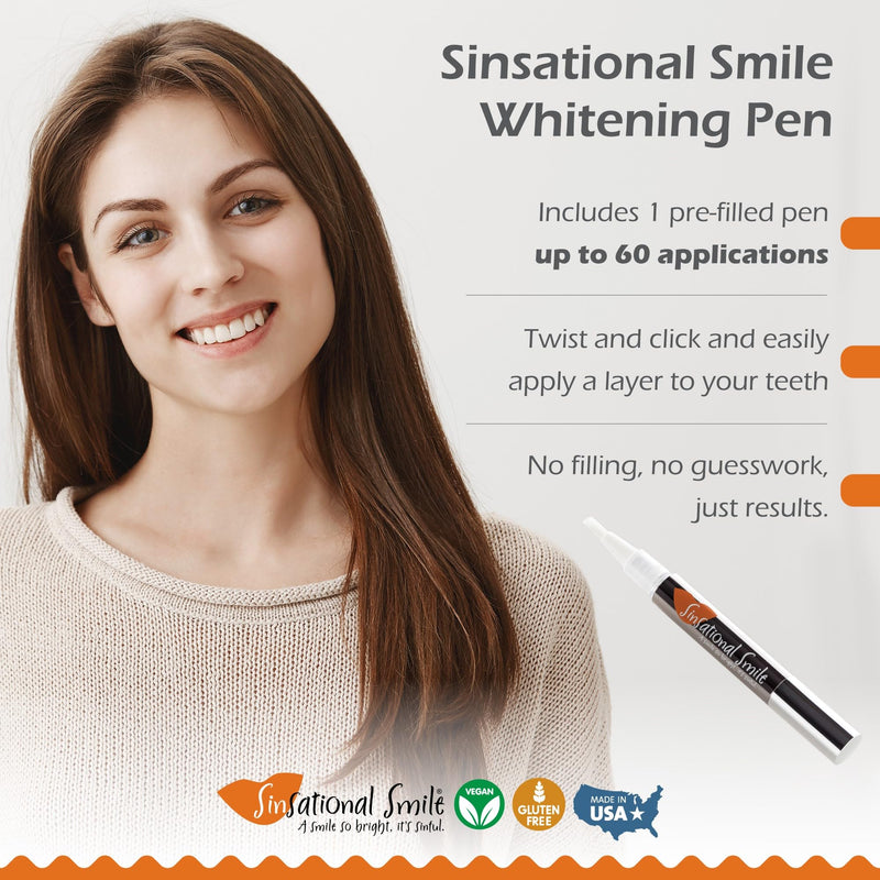 Sinsational Smile Teeth Whitening Pen, Up to 120 Treatments - Safe, Fast, Simple, Effective, Removes Stains, No Sensitivity, Enamel Safe, for Sensitive Teeth & Gums, 2-Pack 0.1 Fl Oz (Pack of 2)