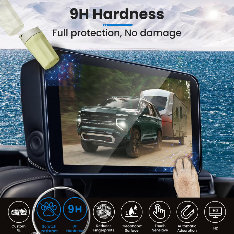 2PACK 2026 2025 Tahoe Suburban Screen Protector Tempered Glass (Rear-seat 12.6-inch Displays) for 2021-2025 2026 Chevy Tahoe Suburban Rear-Seat Media DVD Touchscreen Accessories 12.6in