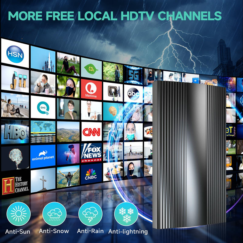 2026 TV Antenna 5000+ Miles, 8K 4K HDTV with Signal Booster | Works with all Smart TVs and digital devices, supports both indoor and outdoor installation for flexible use. Large