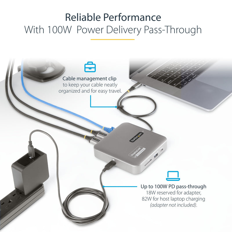 StarTech.com 7-in-1 USB C DisplayLink Dual Monitor Docking Station, Dual 4K 60Hz HDMI Dock for MacBook M1 M2 M3 M4 & Windows, USB 10Gbps Hub, Gigabit Ethernet, SD, 100W PD, 22in (56cm) Cable