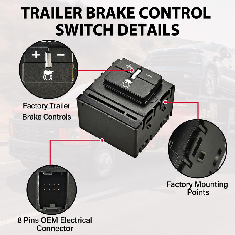RLP Trailer Brake Control Switch Assembly Compatible with 2014-2020 Chevy Colorado Silverado Suburban GMC Canyon Sierra Yukon Replacement for 84108373 23145874