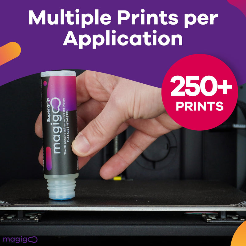 Magigoo - Supergrip 3D Printer Adhesive Glue - for Use on Flexible Plates and Polymeric Based Plates for ABS, PLA, PETG, ASA, TPU Flex Filaments - 3D Printing Accessories, Supplies, Materials (50ml)
