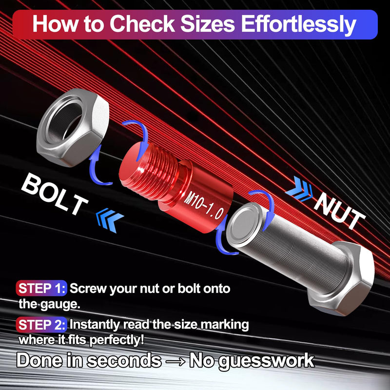 50PCS Thread Checker, Bolt Size Finder Nut and Bolt Thread Checker, 23 Metric & 27 SAE Box Set Thread Gauge Size Checker