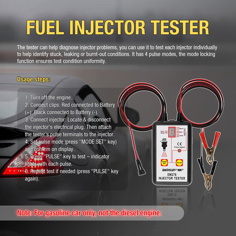 EM276SET Fuel Injector Tester & Adapter DIY Cleaning Tool Kit Set (Fuel Injector Tester + Adapter) Fuel System Cleaner Gasoline Engines Fuel Injector Tester + Adapter