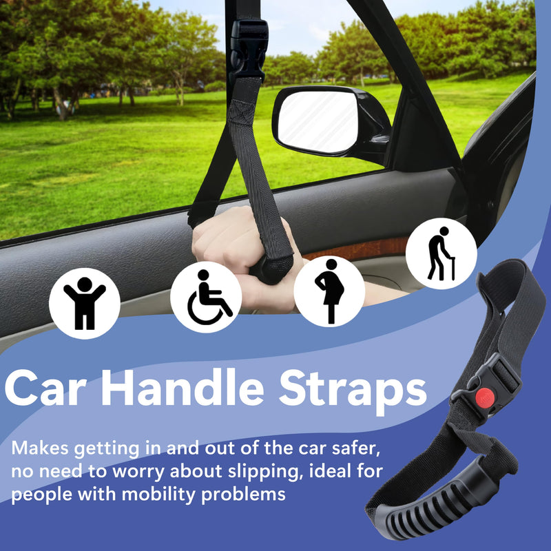 2 PCS Car Adjustable Grab Handles, Car Handle Assist, Safety Handle Portable Vehicle Support Grab Bar for Trucks, SUVs, Jeeps, Vans, Cars and ATVs (Black) 2 PCS