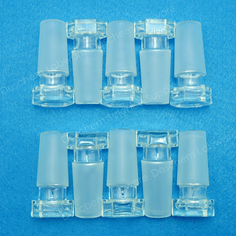 10Pcs 24/40 Lab Hollow Glass Stopper Laboratory Ground Joint Hexagonal Plug 10
