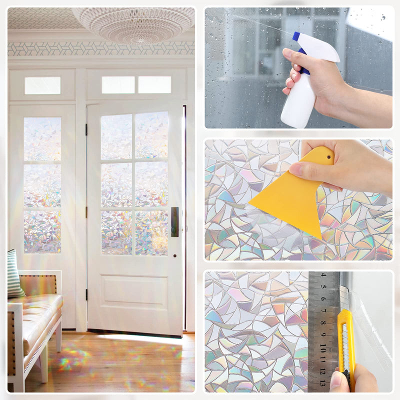 rabbitgoo Window Tint Kit, Window Privacy Film Installation Tint Tools, 3 Pieces Easy to Apply Frosted Glass Stained Glass Privacy Film Application Kit Include Squeegee, Utility Knife, Spray Bottle Yellow Squeegee
