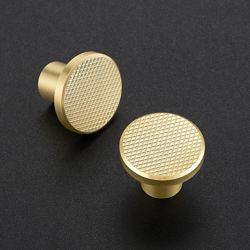 25 Pack Brushed Gold Cabinet Knobs, 1-3/16 Inch (30mm) Round Drawer Pulls, Single Hole Gold Knobs for Kitchen Cabinets, Dressers & Closet Doors, Solid 25