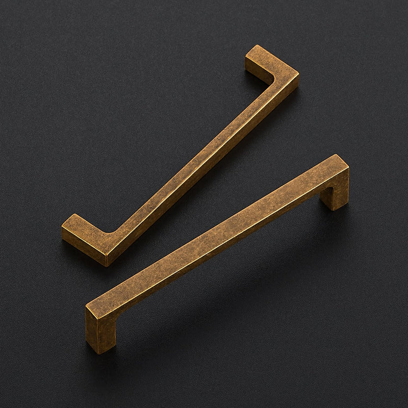 Ravinte 10 Pack Solid 5 Inch Kitchen Square Cabinet Handles Antique Brass Pulls Drawer Pulls Kitchen Cabinet Hardware Handles 5 Inch Hole Center