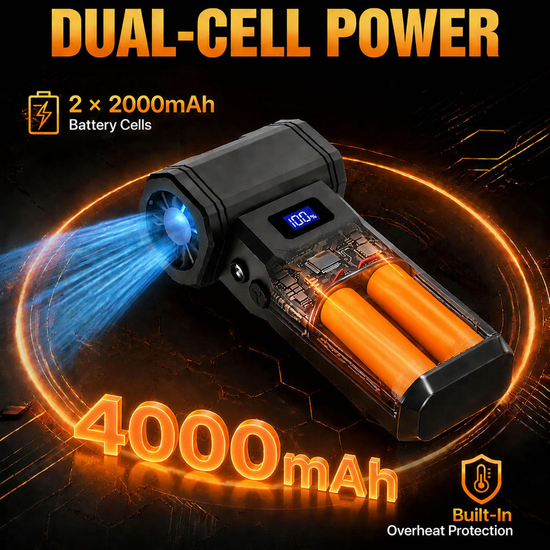 Compressed Air Duster, 130,000 RPM Electric Air Duster with Brushless Motor, 4-Speed Rechargeable Cordless Blower, Digital Display, LED Light and 5 Nozzles for Computer, Keyboard and Car