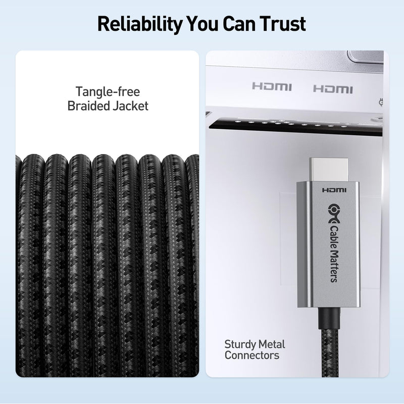 Cable Matters 48Gbps 8K Unidirectional USB C to HDMI 2.1 Cable for macOS, Windows - 6ft, Supports 4K@240Hz / 8K@60Hz with HDR, Thunderbolt 4 to HDMI 2.1 Cable, No Firmware Update Needed 6 Feet