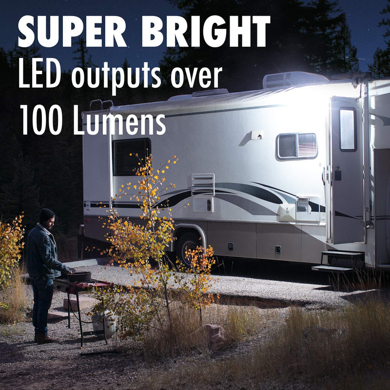 Lumitronics 12V LED Exterior Outdoor Porch Light with On/Off Switch, Removable Clear & Amber Lenses Perfect Outside Replacement Lights for RVs, Motorhomes, Campers, 5th Wheels, Trailers (Black) With Switch - LED Black Base