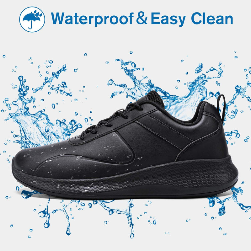 Non Slip Work Shoes for Women Food Service Lightweight Waterproof Kitchen Chef Shoe Restaurant Walking Sneakers Nursing Slip Resistant Footwear, Black 7