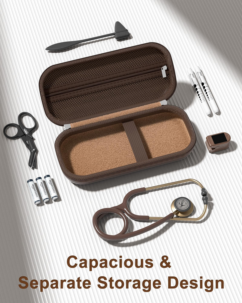 ProCase Stethoscope Case for 3M Littmann Classic III & Cardiology IV, Hard Protective Carrying Bag Fits MDF, ADC, Omron Stethoscopes, Medical Storage Organizer for Nurses & Nursing Students -Chocolate Chocolate