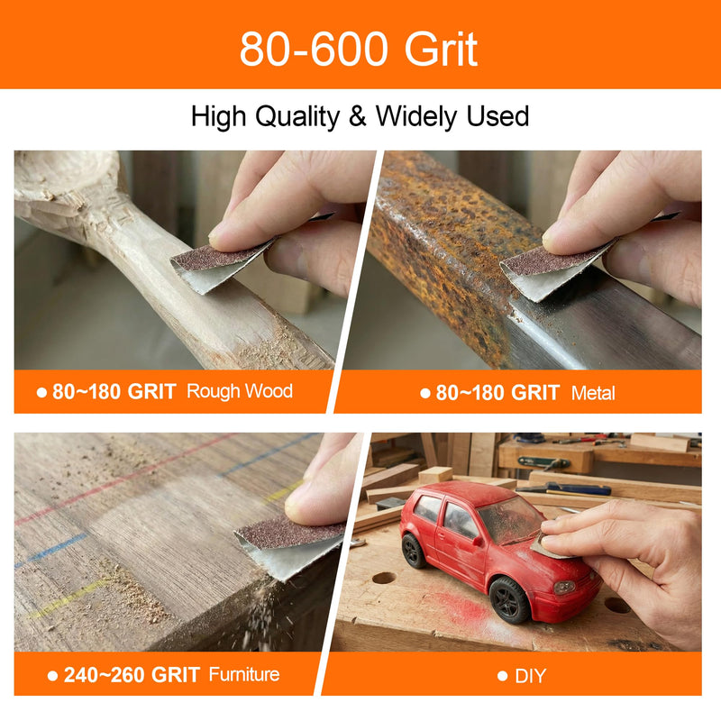6 Grits Emery Cloth Roll, 1''x 19.7" Sand Paper Roll with Dispenser,80 150 240 320 400 600 Grit Sandpaper Assortment, Wet Emory Cloths for Wood Furniture & Metal & Automotive (6Meters) 6roll8m