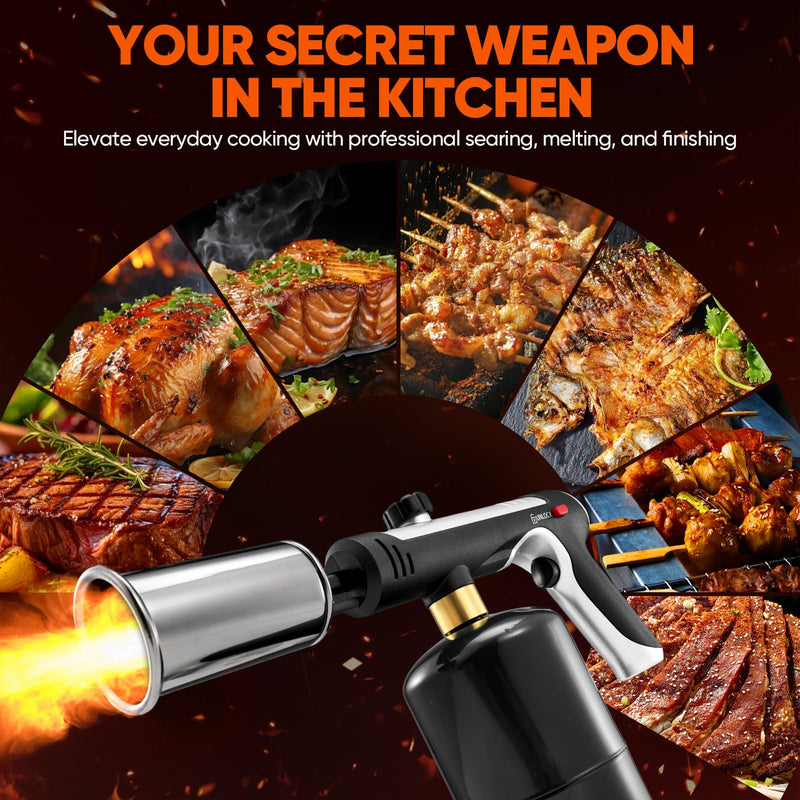 Sakerplus Propane Torch,3272°F Flame Thrower Gun with Adjustable Flame&Safety Lock,Powerful Grill&Cooking Blow Torch for Searing Steak,Sous Vide,BBQ,DIY,Campfire Charcoal Starter(Tank Not Included)
