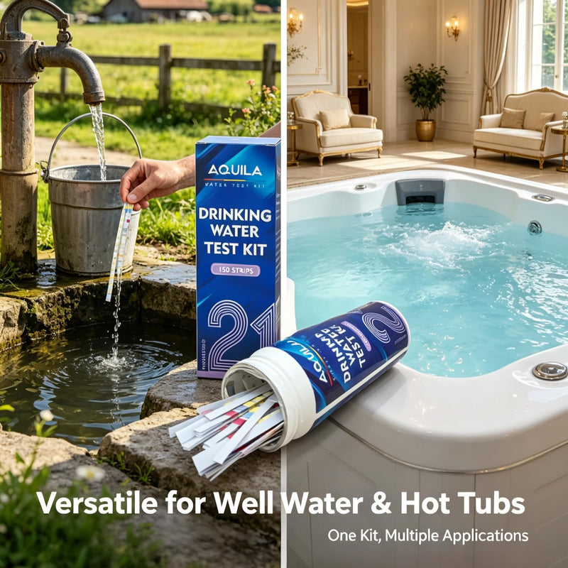 Drinking Water Test Kit 21 in 1, 150CT Water Testing Strips for Home Tap, Well, Pool, Hot Tub, Water Tester for Hardness, pH, Iron, Copper, Chlorine, Nitrite, Lead, Alkalinity, Flouride, & More