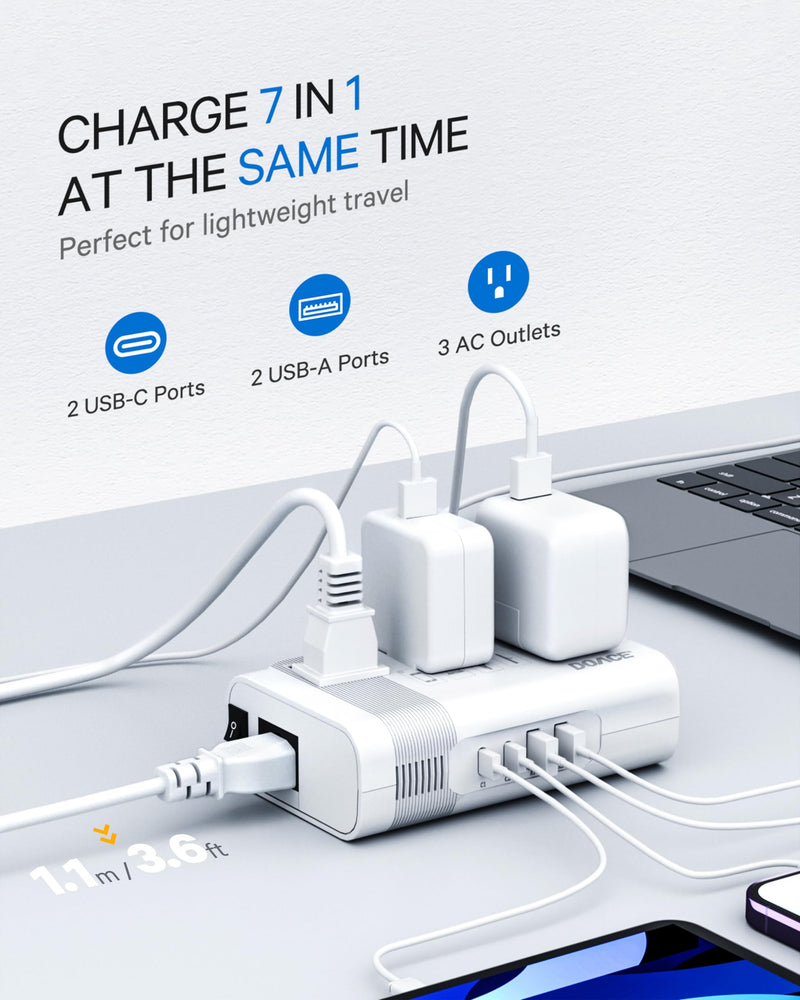 DOACE 220v to 110v Voltage Converter US to Europe: 350W 220 to 110 Voltage Converter for European Travel - International Power Adapter Plug Combo Step Down Transformer White